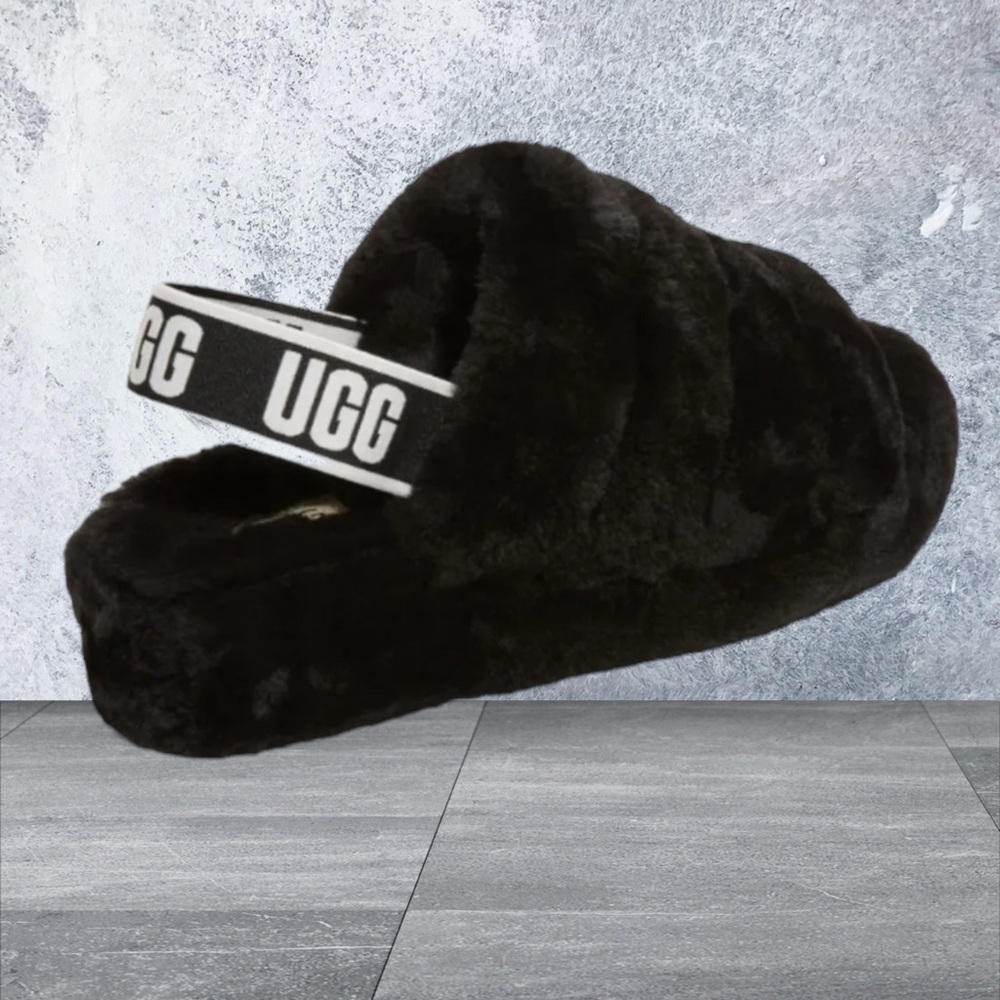 Nib Ugg: Fluff Yeah Slide In Black Size 7 - image 3